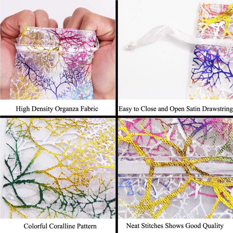 SumDirect 100pcs 4x6inch Mixed Color Coralline Organza Gift Bags, Wedding Favor Party Jewelry Candy Pouches with Drawstring - Image 3